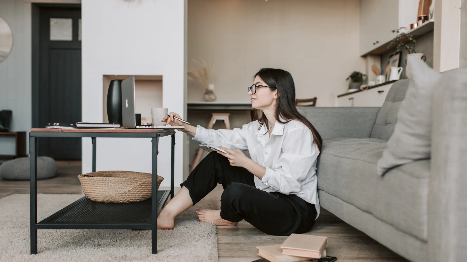 Professional working from a dedicated home office setup